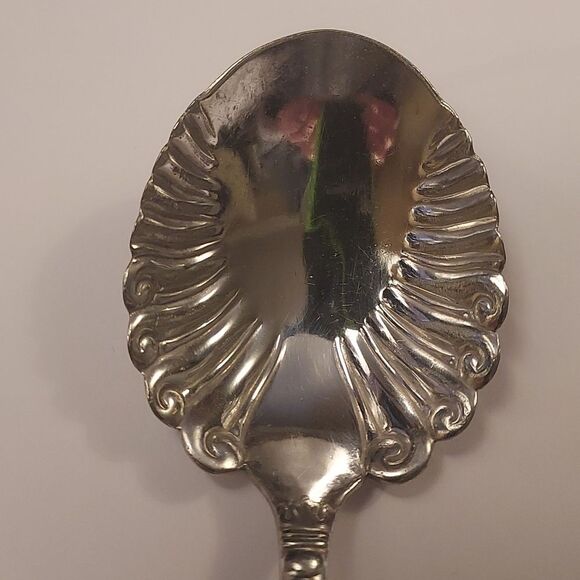 Rogers and Hamilton Antique Silver plate Sugar Spoon Scalloped Edge 6 inch - Picture 2 of 13